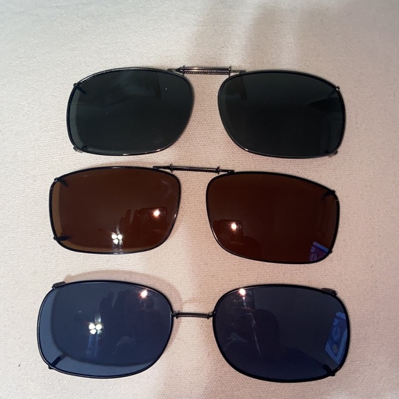 Adjustable 3 Clip-ons POLAR OPTICS Sunglasses Expand Over Clip on w/ Hard Case - Picture 4 of 4